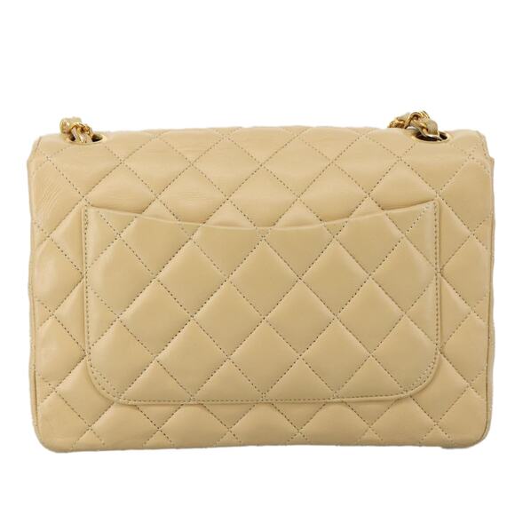 CHANEL Matelasse Chain Shoulder Bag Lamb Skin Beige Gold CC - Picture 2 of 16